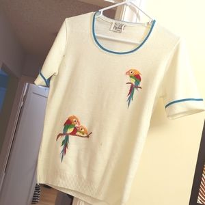 Vintage short sleeve embroidered sweater